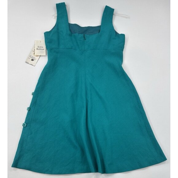 Vintage DONNA RICCO Sleeveless Dress Womes 8P Green Linen Lined A-Line Y2K NEW - Picture 12 of 12